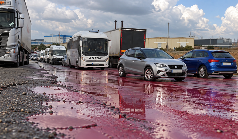 Çerkezköy-Kapaklı Yolunda Kırmızı Boya 2 Kilometreye Yayıldı